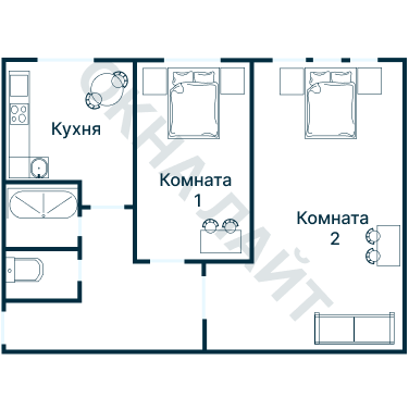 Остекление планировки 3880 дома П-55М
