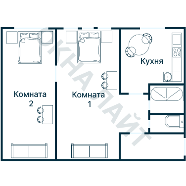 Остекление планировки 3899 дома П-55М