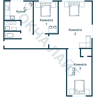 Остекление планировки 3904 дома П-55М
