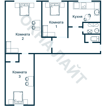 Остекление планировки 3916 дома П-55М