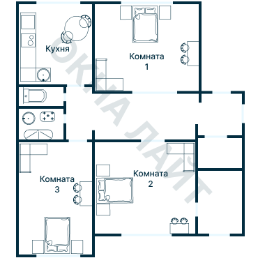 Остекление планировки 3922 дома П-55М