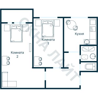 Остекление планировки 3955 дома П-55М