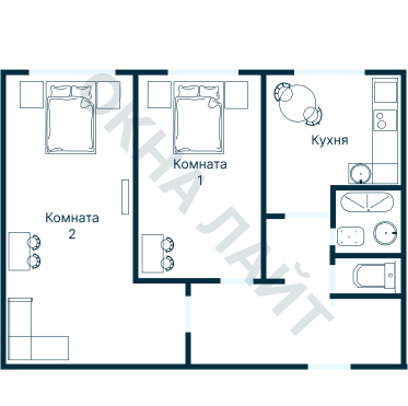 Остекление планировки 3956 дома П-55М