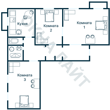 Остекление планировки 3768 дома П-55М/2