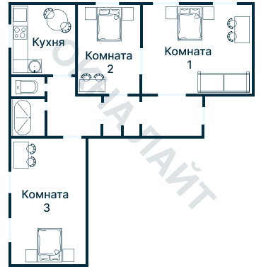 Остекление планировки 3777 дома П-55М/2