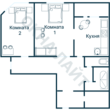 Остекление планировки 3779 дома П-55М/2