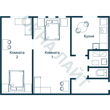 Остекление планировки 3820 дома П-55М/2