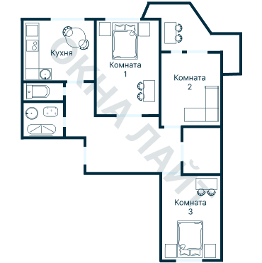 Остекление планировки 3981 дома ПД-4