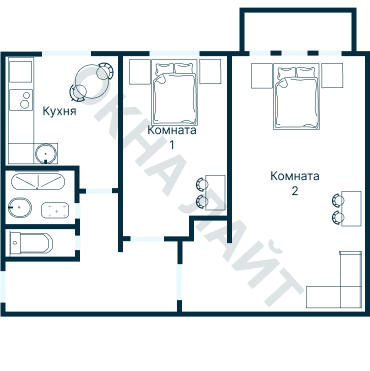 Остекление планировки 4077 дома С-222