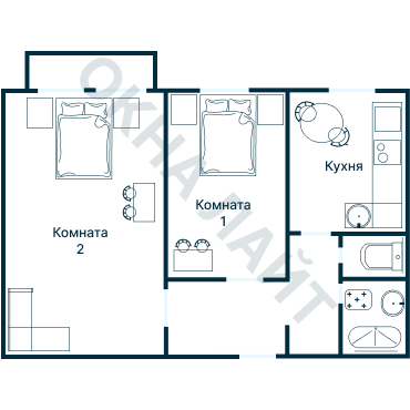 Остекление планировки 1571 Сталинки