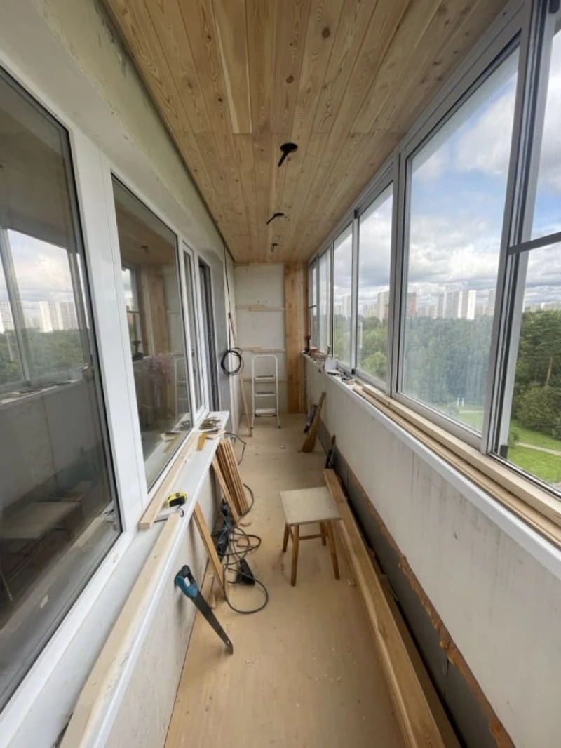 монтаж вагонки общий вид Монтаж вагонки из лиственницы на балконе