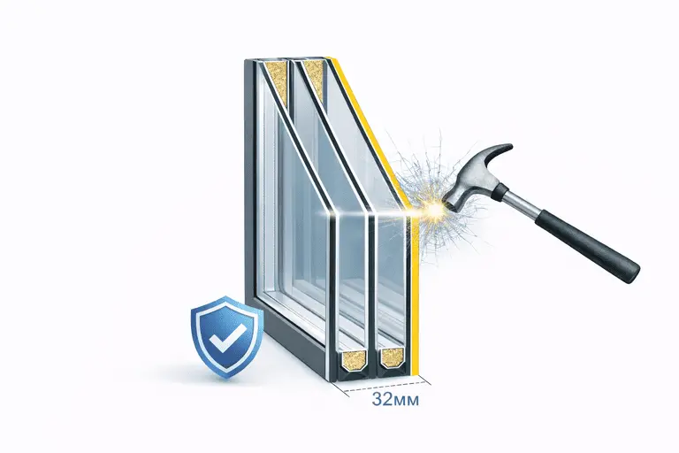 Ударопрочный стеклопакет трипликс