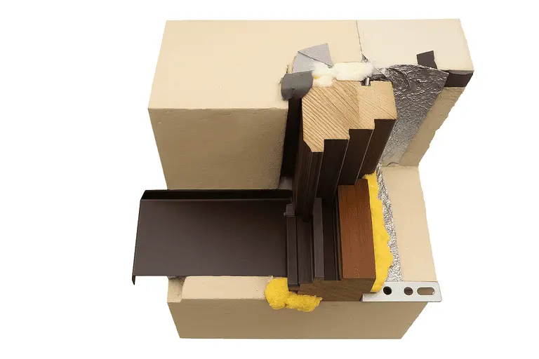 Установка оконного блока — уплотнительные ленты ПСУЛ  в разрезе