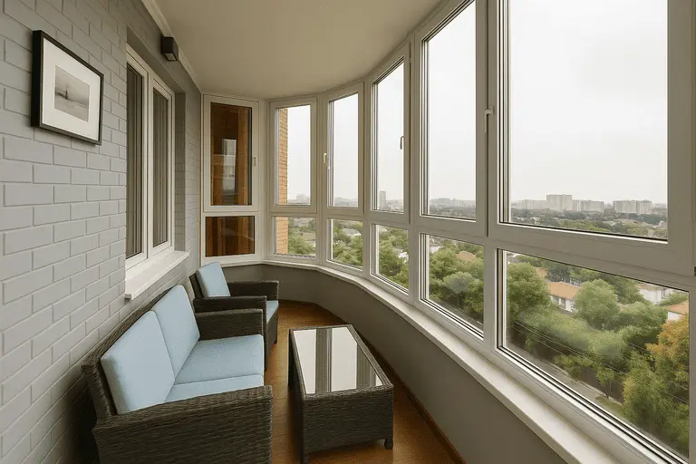Балкон остекленный новыми окнами