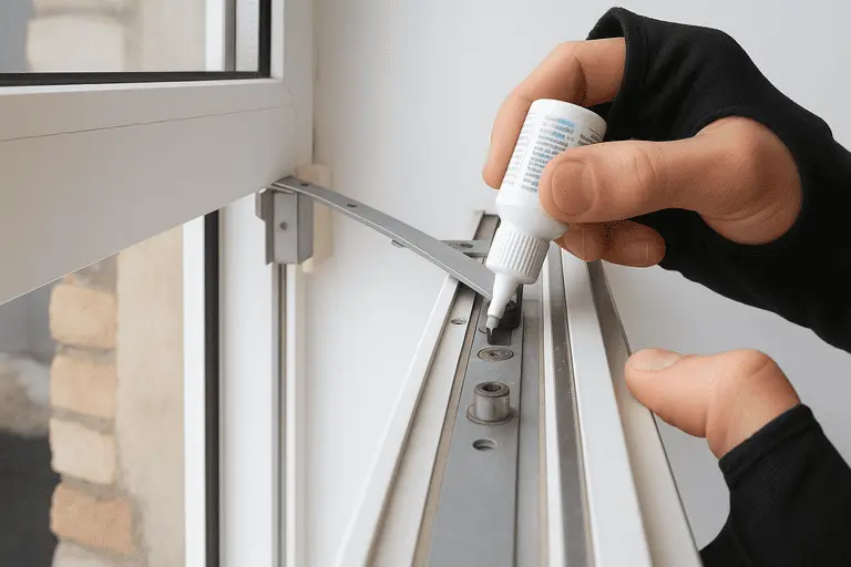 Старая оконная фурнитура с признаками ржавчины