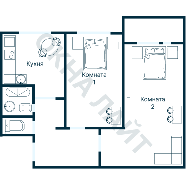 Остекление планировки 1018 дома 1605-АМ