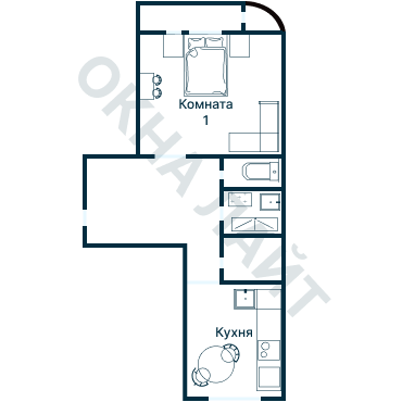Остекление планировки 1034 дома 1605-АМ