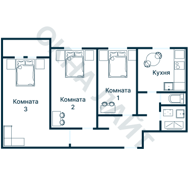 Остекление планировки 1039 дома 1605-АМ
