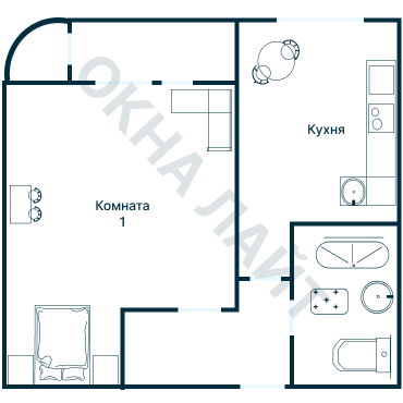 Остекление планировки 1044 дома 1605-АМ