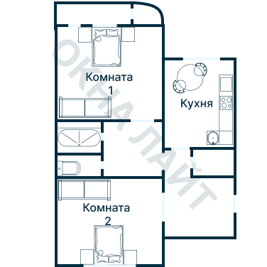 Остекление планировки 1055 дома 1МГ-601