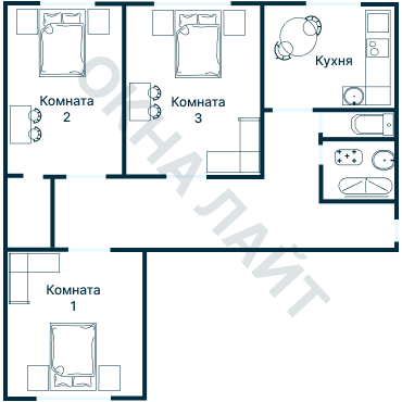 Остекление планировки 4863 Брежневки