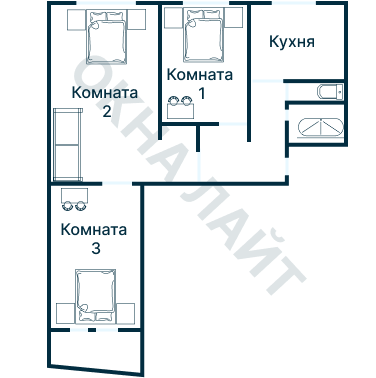 Остекление планировки 4873 Брежневки