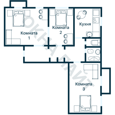 Остекление планировки 4899 Брежневки