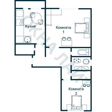 Остекление планировки 2107 дома ГМС-2001