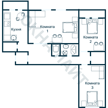 Остекление планировки 2129 дома ГМС-2001