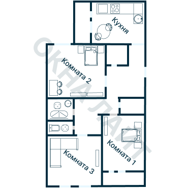 Остекление планировки 2135 дома ГМС-2001