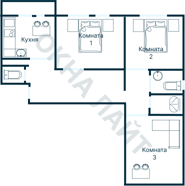 Остекление планировки 2146 дома ГМС-2001