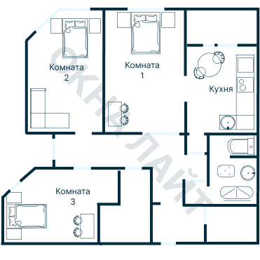 Остекление планировки 1444 Хрущевки