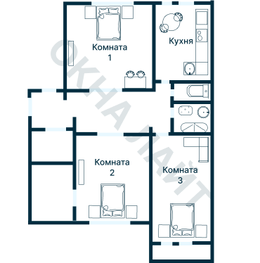 Остекление планировки 1456 Хрущевки