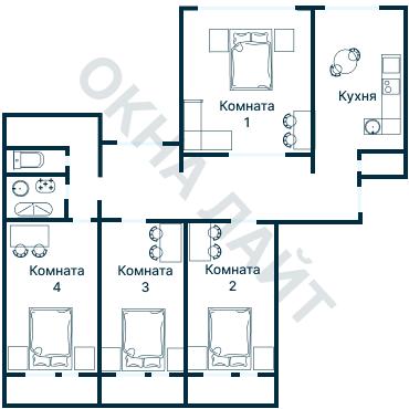 Остекление планировки 1474 Хрущевки