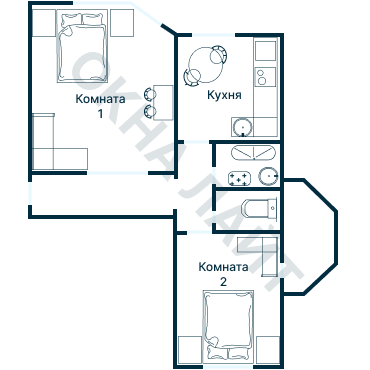Остекление планировки 1481 Хрущевки