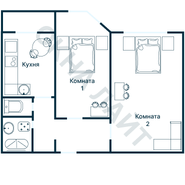 Остекление планировки 1487 Хрущевки