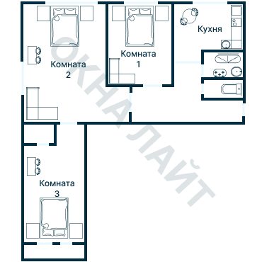 Остекление планировки 1490 Хрущевки