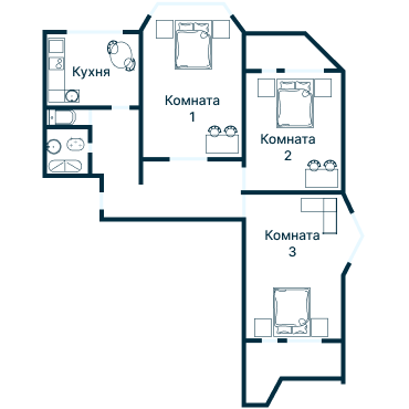 Остекление планировки 2191 дома И-155