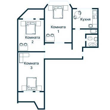 Остекление планировки 2202 дома И-155