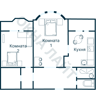 Остекление планировки 2214 дома И-155