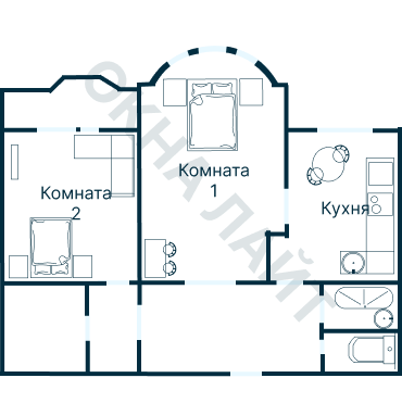 Остекление планировки 2219 дома И-155