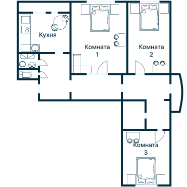 Остекление планировки 2222 дома И-155