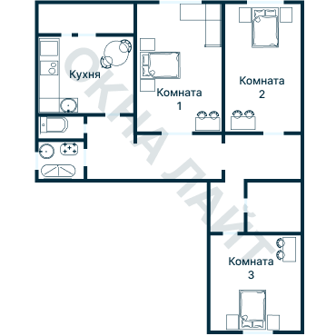 Остекление планировки 2255 дома И-155