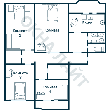 Остекление планировки 2270 дома И-155