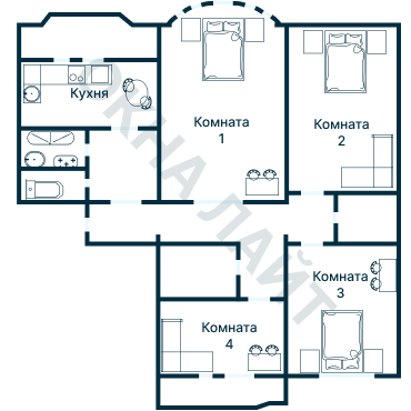 Остекление планировки 2281 дома И-155