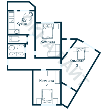 Остекление планировки 2323 дома И-155Б