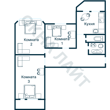Остекление планировки 2334 дома И-155Б