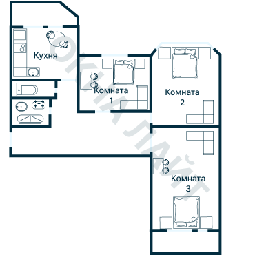 Остекление планировки 2337 дома И-155Б