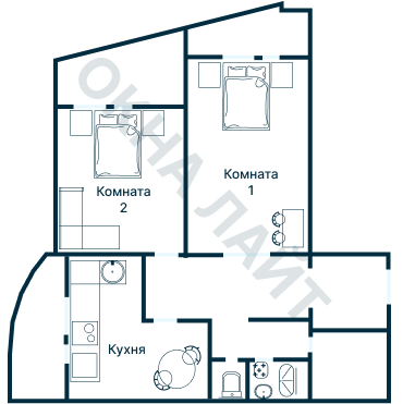 Остекление планировки 2345 дома И-155Б