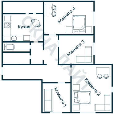 Остекление планировки 2371 дома И-155Б